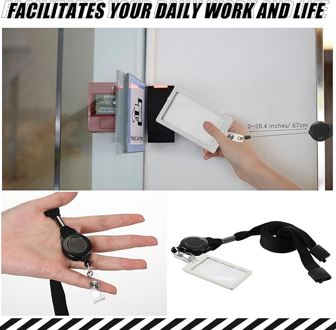 Windyun 72 Pcs Breakaway Lanyard with Safety ID Bulk Retractable Lanyards Flat Neck Straps (Black)
