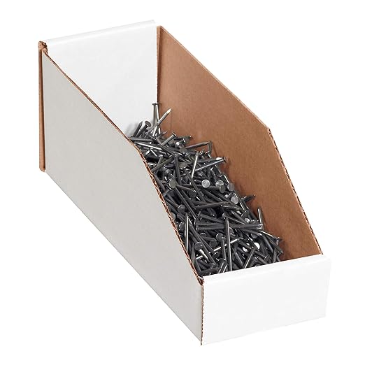 Aviditi Corrugated Cardboard Storage Bins, 6"x 24"x 4 1/2", White, Pack of 50, for Warehouse, Garage and Home Organization