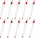 DISCOUNT PROMOS Slim Curvy Ballpoint Pens Set of 10, Bulk Pack - Black Ink, Retractable, Great for Office, School, Tradeshows - Red