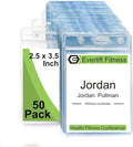 Fushing Pack of 50 Clear Plastic Vertical Badge Holders, Name Tag Holders, Card Holders (M)