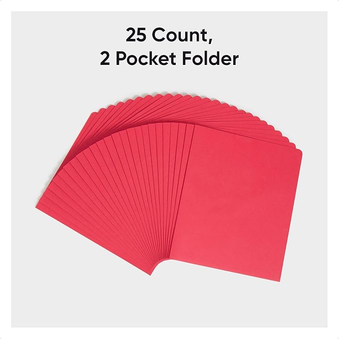 Smead Two-Pocket Heavyweight Folder, Letter Size, Red, 25 per Box (87859)