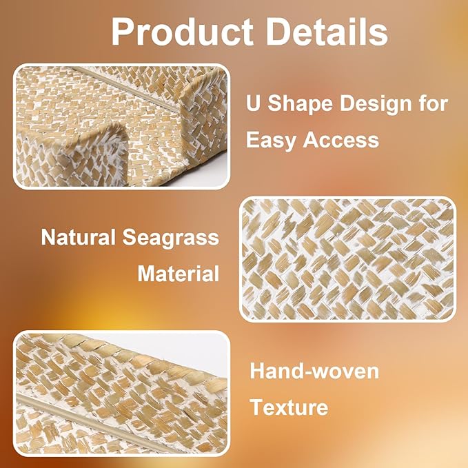 4 x 6 Inch Sticky Note Holder,Seagrass Post It Note Dispenser,Woven Sticky Note Dispenser,Farmhouse Style Post It Holder for Home Office Desk Decor,Whitewash