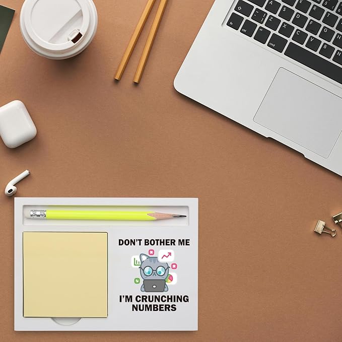 Funny Accountant Desk Gift, Cute Don’t Bother Me I’m Crunching Numbers Cat Sign for Finance Décor, CPA Bookkeeper Tax Preparer Auditor Coworker, Retirement Promotion Note Pad Holders KBB11