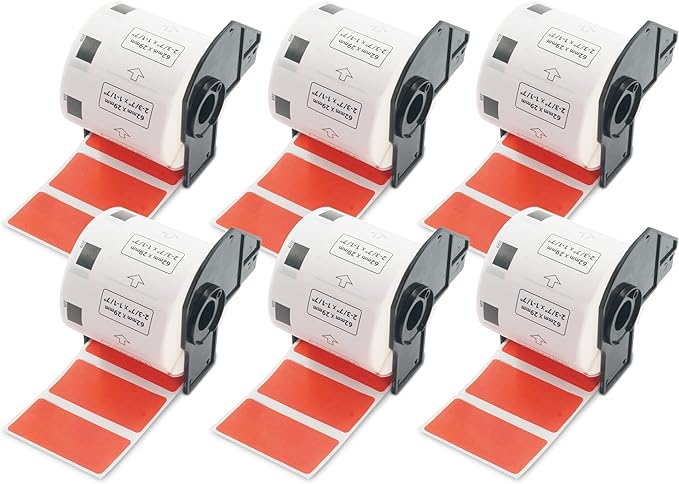 BETCKEY - Small Address/Barcode Labels Replacement for Brother DK-1209 (2.4 in x 1.1 in), Compatible with Brother QL Label Printers [6 Rolls/4800 Labels, Red]