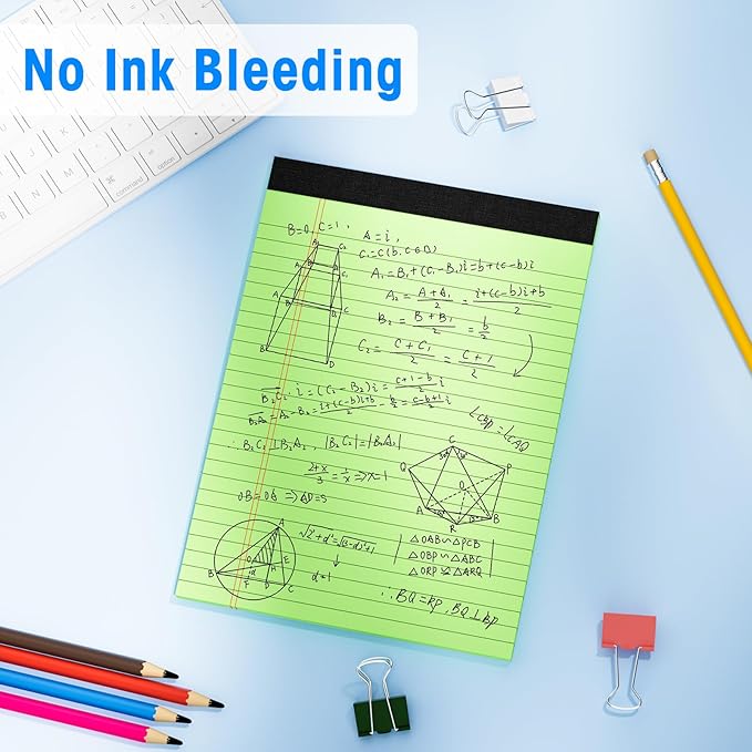 6 Packs Legal Pads 8.5 x 11 Inch, 30Sheets/Pack, College Ruled & Perforated Colored Writing Pads, Pads of Paper 8.5 x 11, Lined Note Pads with Sturdy Backing for Office, Business & School Supplies