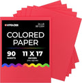 Hygloss Red Colored Paper - 24 lb, 89 GSM, Acid-Free, Fade-Resistant, 11x17-Inch Ledger Size Color Copy Paper, 90 Sheets