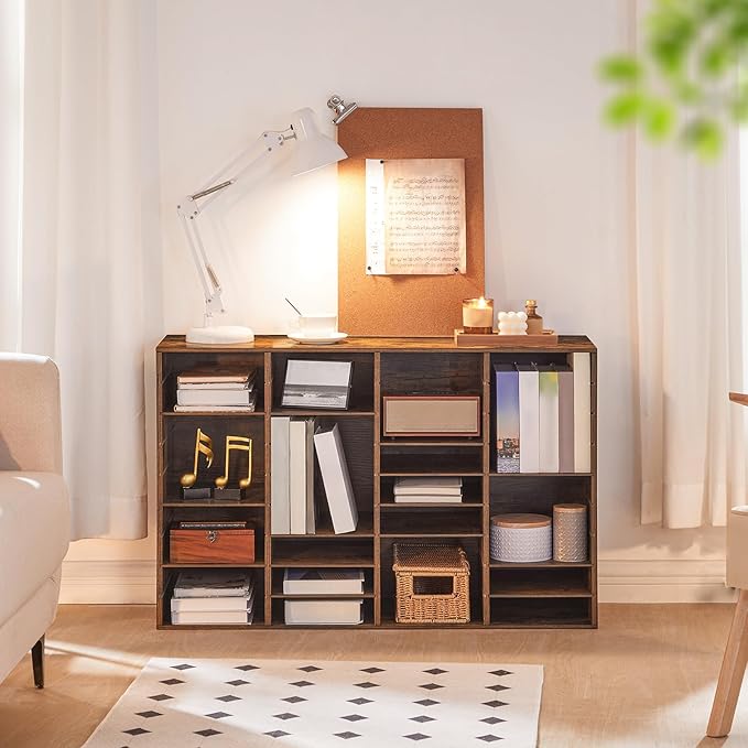 HOOBRO Wooden Literature Organizer, 36-Slot Mail Sorters, Removable Classroom Mailbox, Student Mailboxes for Classroom, Paper Storage Organizer, for Home, Office, Classroom, Rustic Brown FG36WF01