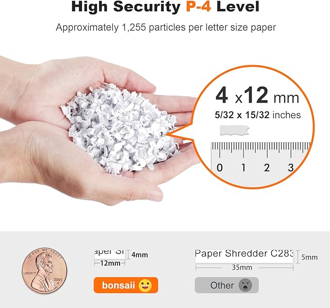 Bonsaii 200-Sheet Auto Feed Paper Shredder, 60 Minutes Nonstop Heavy Duty Shredders, 8.1 Gallon Large Bin Office Document Shredder, Micro-Cut/High Security P-4 Commercial Grade Shredder (C283-A)