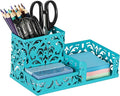 EasyPAG Desk Organizer with 3 Compartment for Pencil Sticky Note Holder and Office Accessories,Dark Teal