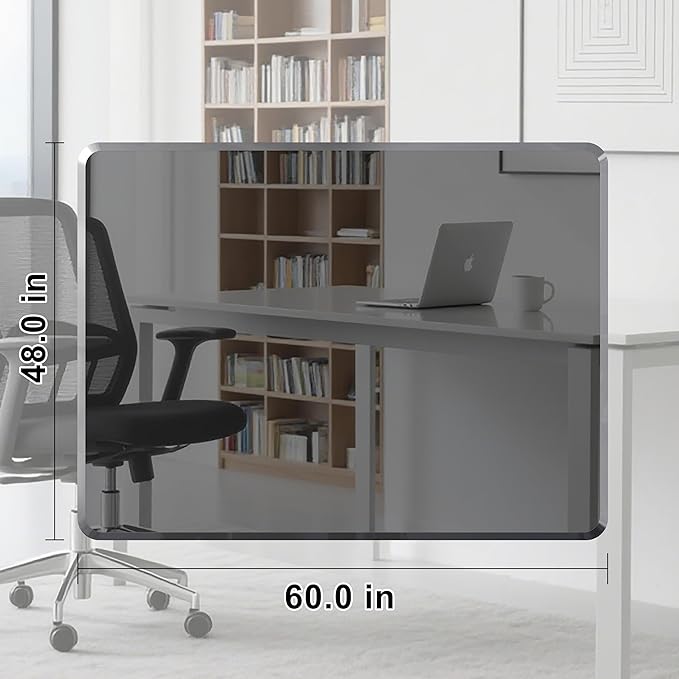 MESAILUP Beveled Edge Irregular Office Chair Mat for Carpet or Hardwood Floor Crystal Grey 48" x 60" for a Smooth Glide and Easy Roll On/Off, Heavy Duty and Non-Slip Floor Chair Mat