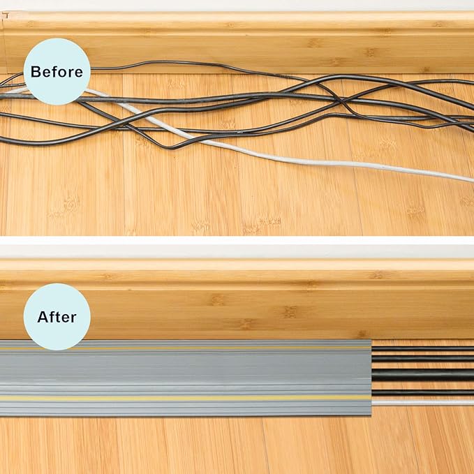 AGPTEK Heavy Duty Floor Cable Cover Cable Protector, 6.5 Ft Floor Cord Protector 3 Channels Floor Cord Cover (Mid Channel 0.93") Contains Cords, Cables and Wires, Good for Office, Home, or Outdoor