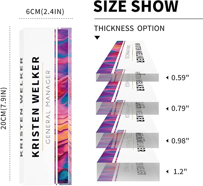 SalaGraphics Desk Name Plate Personalized, Custom for Desk, Office Decor Women Men, Acrylic Accessories, Gifts Coworkers Boss Teacher, Employee Appreciation (Rainbow), 8''(L)x2.5(W)