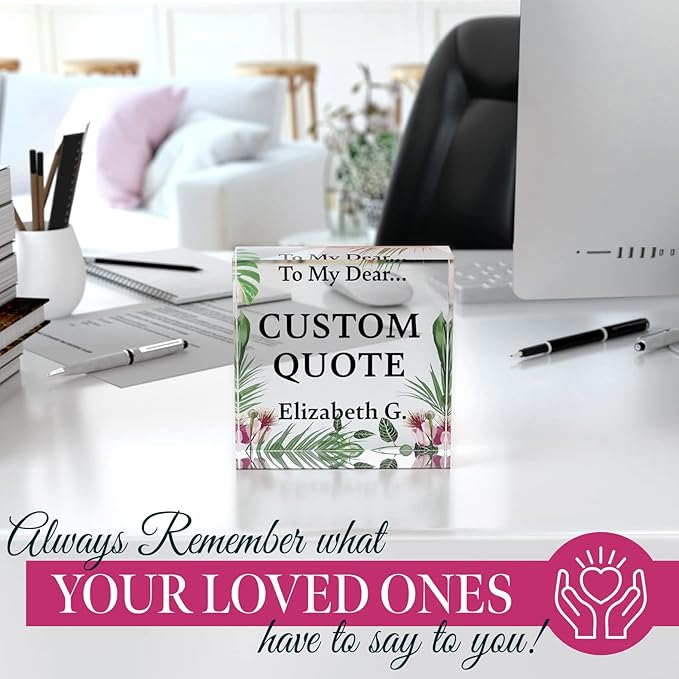 Personalized Gifts, Custom Quote Block Letter Board,Crystal-Clear Acrylic With Gift Box,17 Styles, Holiday and Christmas Gift for Mom, Dad, Girlfriend, Him or Her, Husband, Wife (4"x4, Garden)