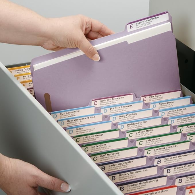 Smead Fastener File Folders, Reinforced 1/3-Cut Tabs, 2 Fasteners, Letter Size, Lavender, 50 per Box (12440)