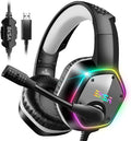 EKSA E1000 USB Gaming Headset for PC, Computer Headphones with Microphone/Mic Noise Cancelling, 7.1 Surround Sound, RGB Light - Wired Headphones for PS4, PS5 Console, Laptop, Call Center