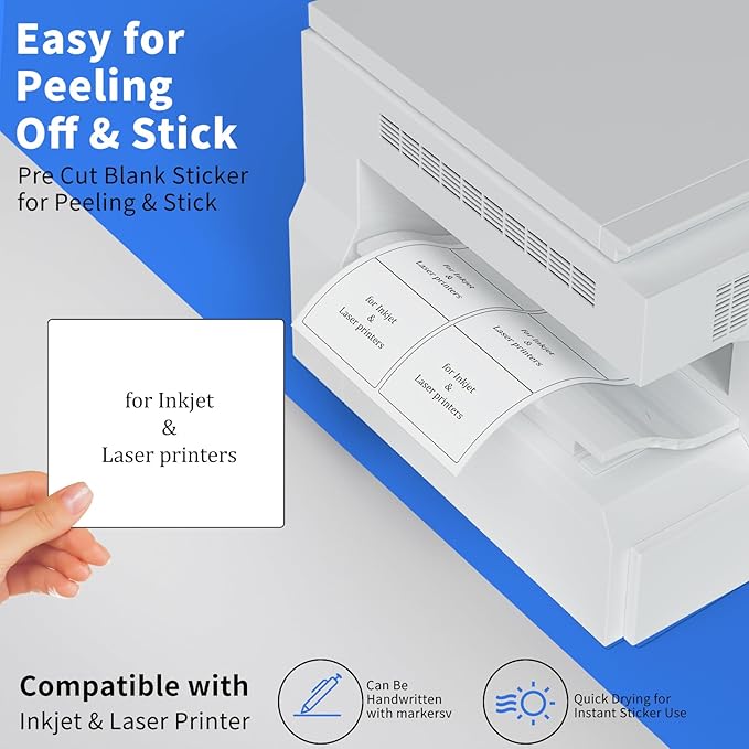 NefLaca 1" x2-5/8 Shipping Address Labels, Blank Mailing Labels, 30-UP White Self-Adhesive Name Tag Stickers for Inkjet and Laser Printer [500 Sheet 15000 Labels]
