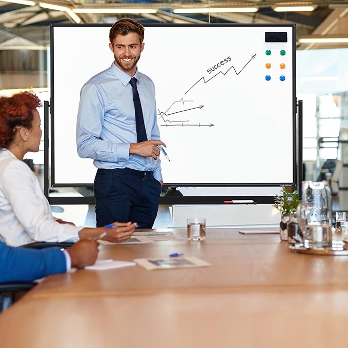 TSJ OFFICE Large Rolling Whiteboard - Dry Erase Magnetic 48 x 32 Inches White Board Height Adjust Double Sides Mobile Portable Easel on Wheels, Dry Erase Board with Stand for Office, Home & Classroom