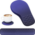 EYROZILL 3 in 1 Ergonomic Mousepad with Wrist Rest, Gaming Keyboard Mouse Pad with Wrist Support Non-Slip Base Massage Design, Pain Relief (Blue/Black)