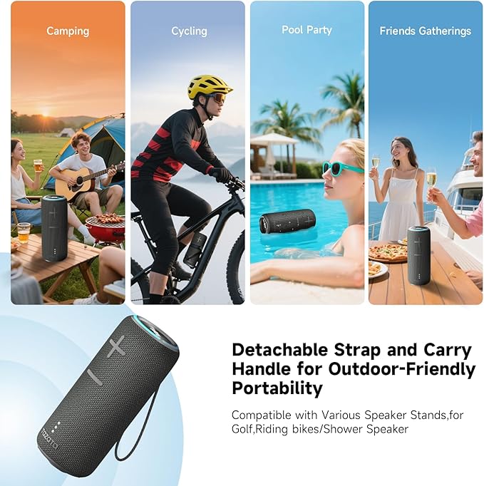 TAZATA Portable Bluetooth Speaker, 30W 360° Surround Sound IPX7 Waterproof Wireless Golf Speakers,Outdoor Loud TWS Speaker for Beach,Party,Camping,Birthday Valentines Gifts