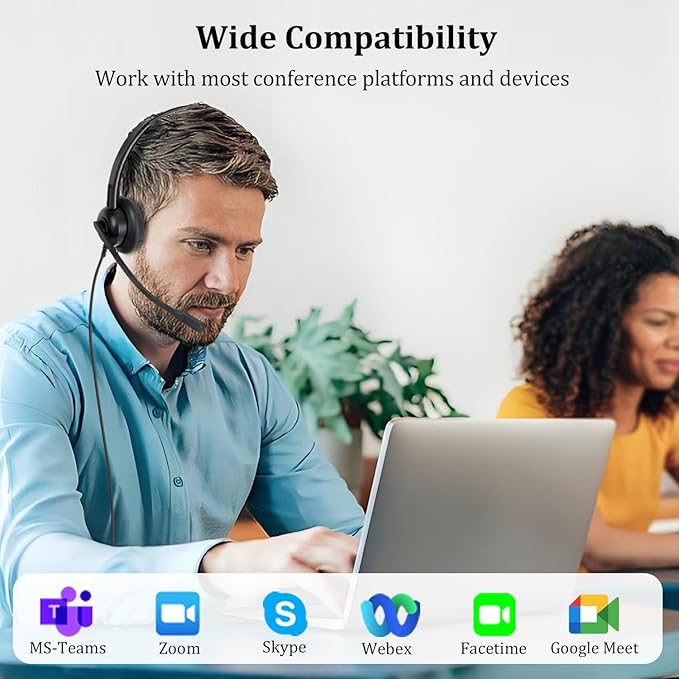 Xintronics Wired Headphones with Mic, USB Headset with Microphone for PC Stereo Computer Headphones for Laptop PC Mac Zoom Teams Call Center Home Office