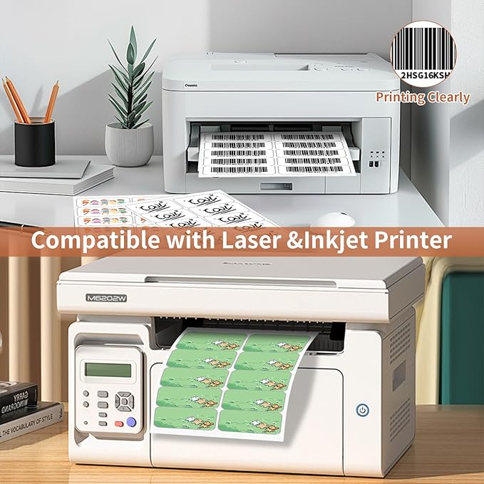 2"x 4" (25 Sheets) Address Labels, Labels Sticker Paper for Laser/Ink Jet Printer, Printable and Writable White Sticker Labels- Matte, 10 per Page Labels (Total 250 Labels)