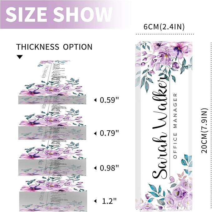 Custom Name Plate for Desk - Desk Name Plate Personalized - Purple Office Desk Accessories - Employee Appreciation Gifts - Acrylic Office Desk Decor for Women - Office Gifts for Coworkers Boss Teacher