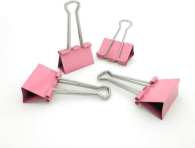 Nctinystore Binder Clips Small Metal Clamp 0.75 inch / 19 mm (Pink, 40-PCS)
