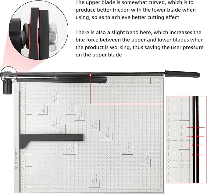 Paper Trimmer Guillotine Metal Base A3 Stack Paper Cutter Heavy Duty 18 Inch with Guard Rail Safety Blade Lock ZEQUAN, 10-Sheet Capacity, Guillotine Paper Slicer Cutter for Office Home School