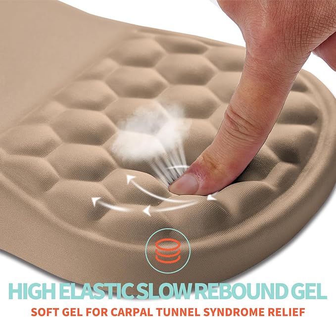 Ergonomic Mouse Pad Wrist Support with Memory Foam Massage Bulge, Carpal Tunnel Pain Relief Mousepad Wrist Rest for Mouse(12x8 inch, Sand Color)