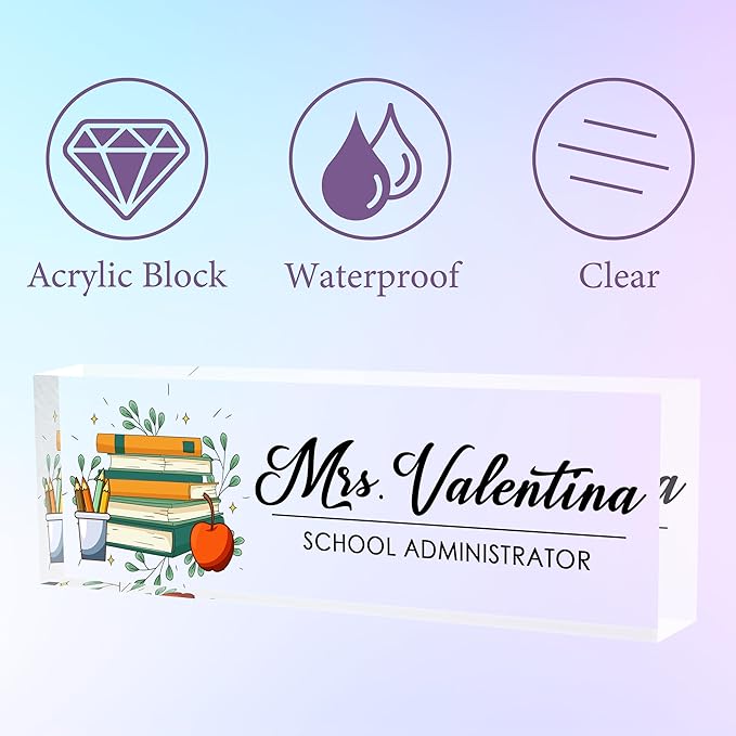 Desk Name Plate Personalized, Teacher Name Plate for Desk, Office Desk Decor for Women and Men, Employee Appreciation Gifts The Office Gifts for Teacher