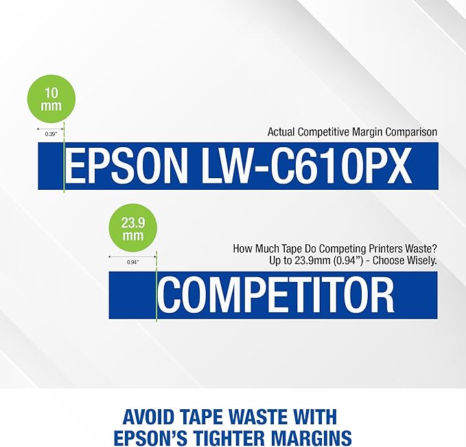 LABELWORKS Epson LW-C610PX Premium Portable Wireless Label Maker with AC Adapter - Ideal for Home, Crafts, and Organization