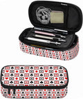 Playing Cards Pencil Holder Bag Bright Red Black White Symmetrical Geometric Pencil Case College Office Organizer for Students Boy Girl Teens Adults