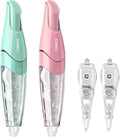 CINBOS Refillable Retractable Correction Tape with 2 Extra Refills, White Smooth Pull Out Cute Correction Tape for Office Supplies, 4 PCS (CS-25)
