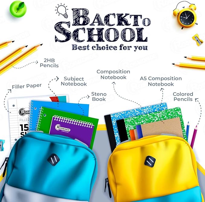 Rosmonde 50 Pack Bulk Composition Notebook, K-2 Primary Ruled, 200 Pages (100 Sheets), 9-3/4 x 7-1/2, Primary Composition Notebook Bulk With Header For Drawing, Grades K-2, Bulk School Supplies