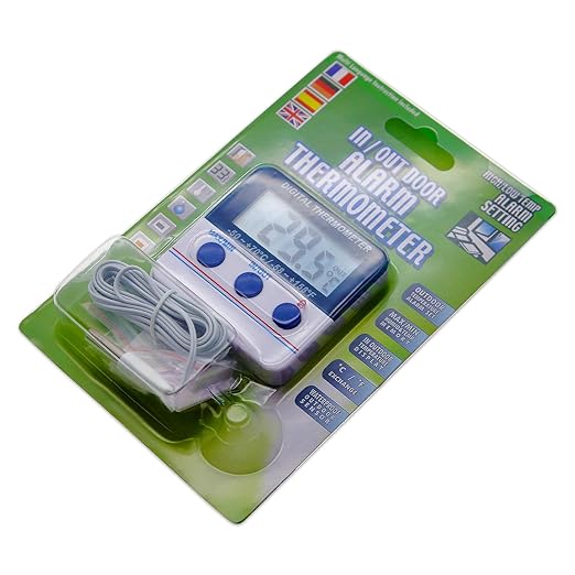 Fridge Thermometer Freezer Thermometer Digital Refrigerator Thermometer with Magnetic Attachment in-Outdoor Alarm Thermometer with Waterproof Outdoor Sensor for Home Kitchen (Model AMT-105)