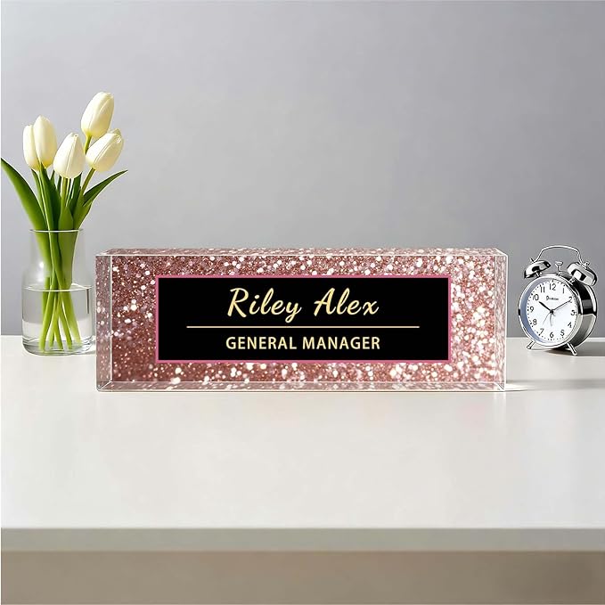 Custom Name Plate for Desk, Acrylic Name Plate Office Desk Decor for Women, Coworkers, Teacher, Employee Appreciation Gifts (S13)