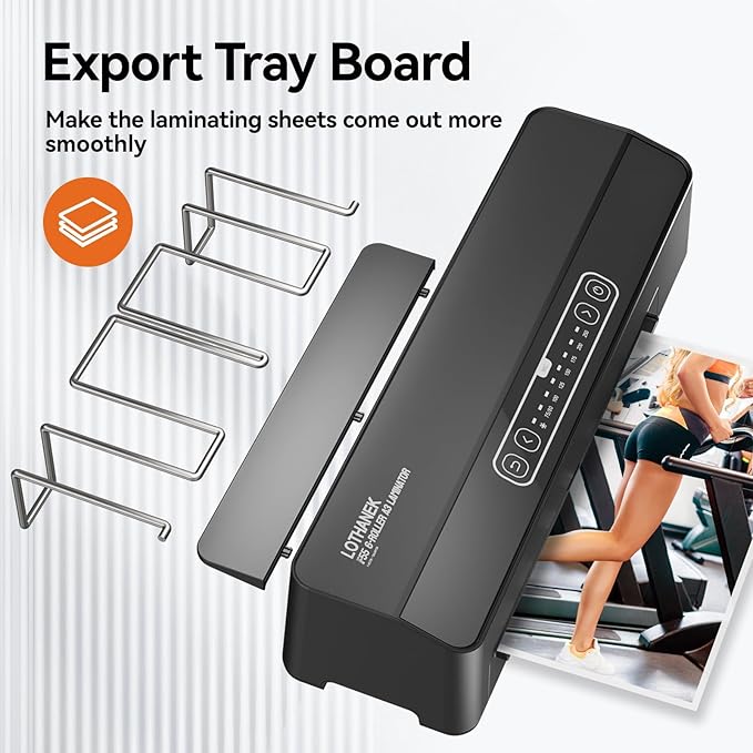 A3 6-Roller Commercial Laminator Machine, LOTHANEK 3-10 Mil 13 inch Heavy Duty Thermal Laminating Machine, 60-Second Warm-up, 40 Inches/Minute, Touch Screen for Home, School Office (Glossy Black)