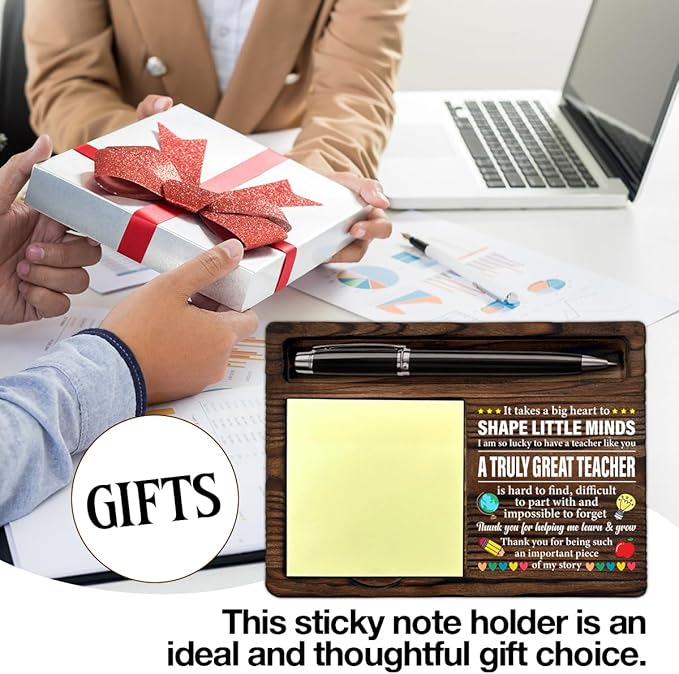 Thank You Teacher Gifts for Women Men Sticky Note Holder Teacher Appreciation Gifts for Birthday Retirement It Takes a Big Heart to Shape Little Minds Self-Stick Note Pad Holders Home Office Decor