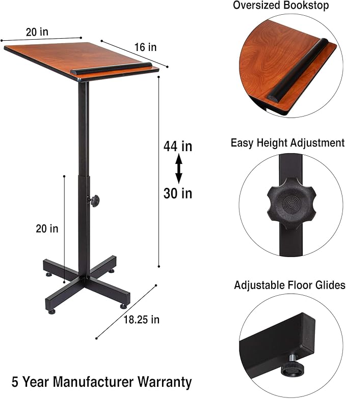 OEF Furnishings Portable Presentation Lectern Stand, Height Adjustable