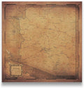 Conquest Maps Push Pin Arizona Map Board - With Push Pins to Mark Travel - Handmade in Ohio, USA - Design: Golden Aged