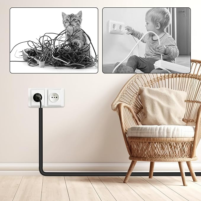 Self-Adhesive Cable Hider, Flexible Wire Cover Cable Raceway for Wires, Wall Mount TV, Home Audio, Network, Power, and Phone Line Managemen (Black, 157inch)