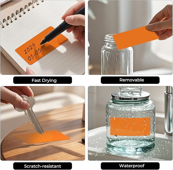 FINDAT Color Coding Stickers Rectangle 4×2 Inch Vinyl Orange Sticker Removable Waterproof Writable File Folder Moving Labels for Boxes Home Office Marking 160 PCS
