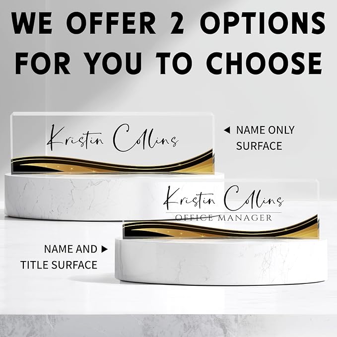 Custom Name Plate for Desk, Personalized Desk Name Plate on Clear Acrylic Glass, Appreciation Gifts for Teacher Employee Boss Coworkers Nurse, Office Desk Accessories for Women Men (Sable)