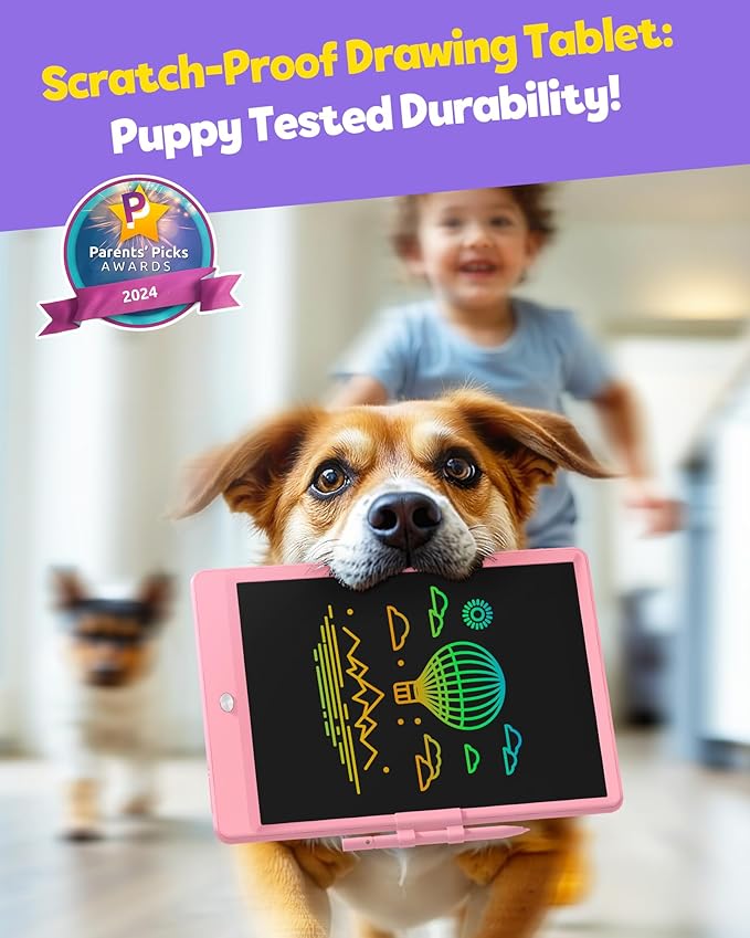 TEKFUN LCD Writing Tablet for Kids, 10-inch Coloring Drawing Pad, Mess Free Doodle Board, Christmas Gifts for Girls and Toddlers, Toys for 3 4 5 6 7 8 Year Old Boys (Pink)