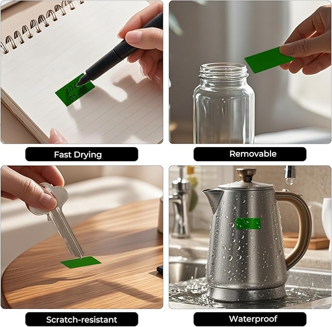 FINDAT Colored Labels Stickers 1.57×0.75 Inch Rectangle Vinyl Green Sticker Removable Assorted Color Coding Name Tag for File Folder Classroom Office Inventory Marking 160 PCS