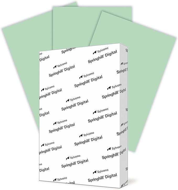 Springhill 11” x 17” Green Colored Cardstock Paper, 67lb Vellum Bristol, 147gsm, 250 Sheets (1 Ream) – Premium Lightweight Cardstock, Vellum Printer Paper with Textured Finish – 046004R