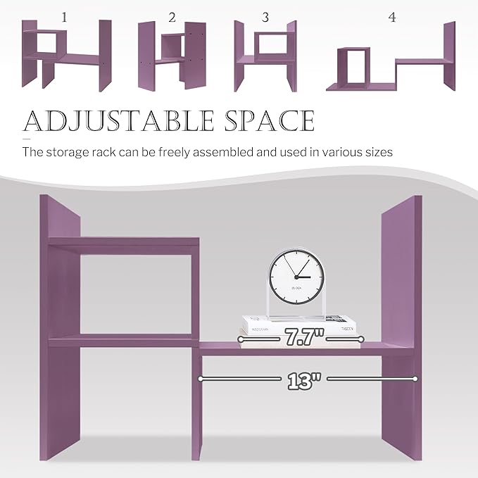 Jerry & Maggie Desktop Organizer Office Storage Rack Adjustable Wood Display Shelf Birthday Gifts Toy Home Decor Free Style Rotation Display True Natural Stand Shelf (Violet)
