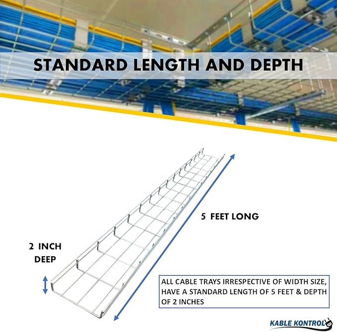 Kable Kontrol Ceiling Hanger Kits – 12” Width - Wire Mesh Tray Cable Management Rack Cords Organizer Cable Basket, Zinc Plated Steel NEC Approved for Network, Fiber Optic, Cabling Accessory