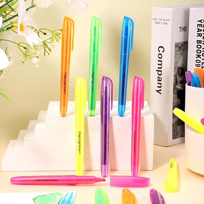 BESARME 240 Pack Highlighters Assorted Colors Highlighters Bulk 6 Colors Fluorescent Highlighter Markers for Home School Office