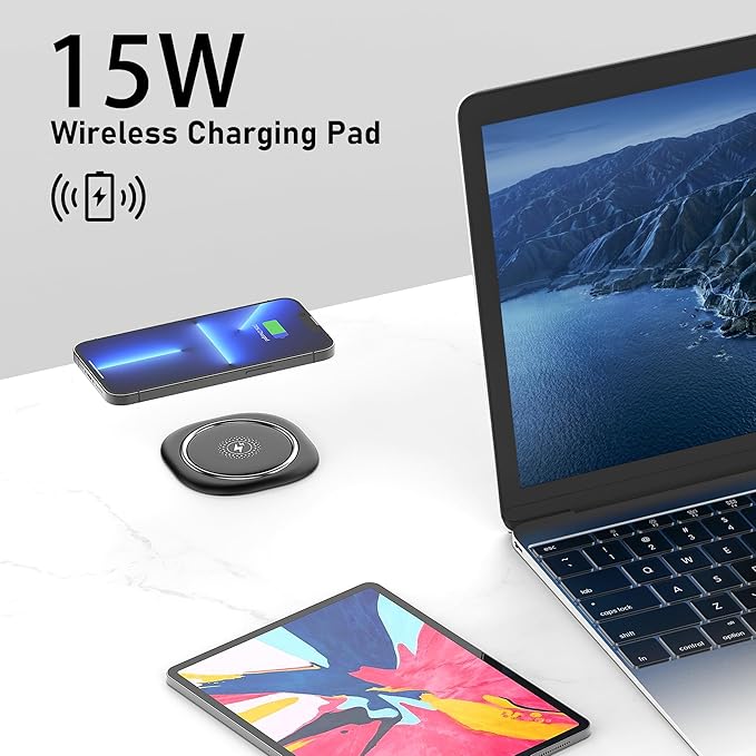 Jgstkcity Pop Up Countertop Outlet Recessed Power Strip with 15W Wireless Charger,45W USB C,3.15 inch Desk Hole,Ideal for Kitchen Island & Conference Table Receptacle (Black, 6FT-45W USB Ports)